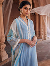 Bunai: Embroiered Design Stitched Suit & Dupatta Set