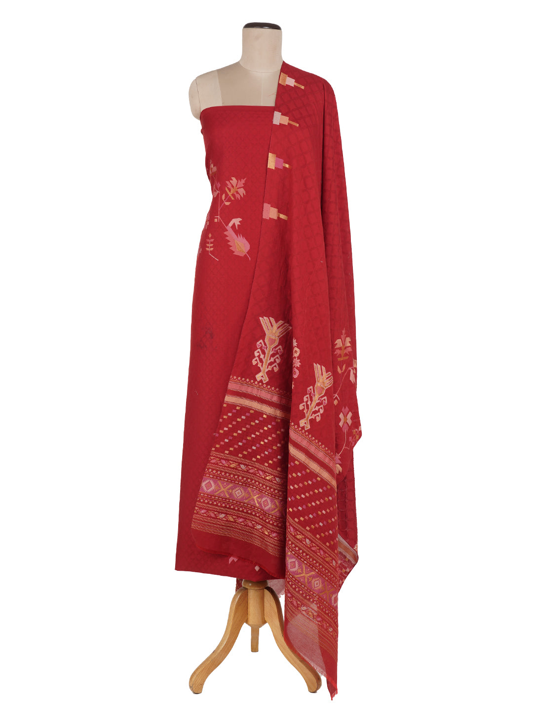 Kashida:Dhakai Jamdani Jacquard Unstitched Suit Set