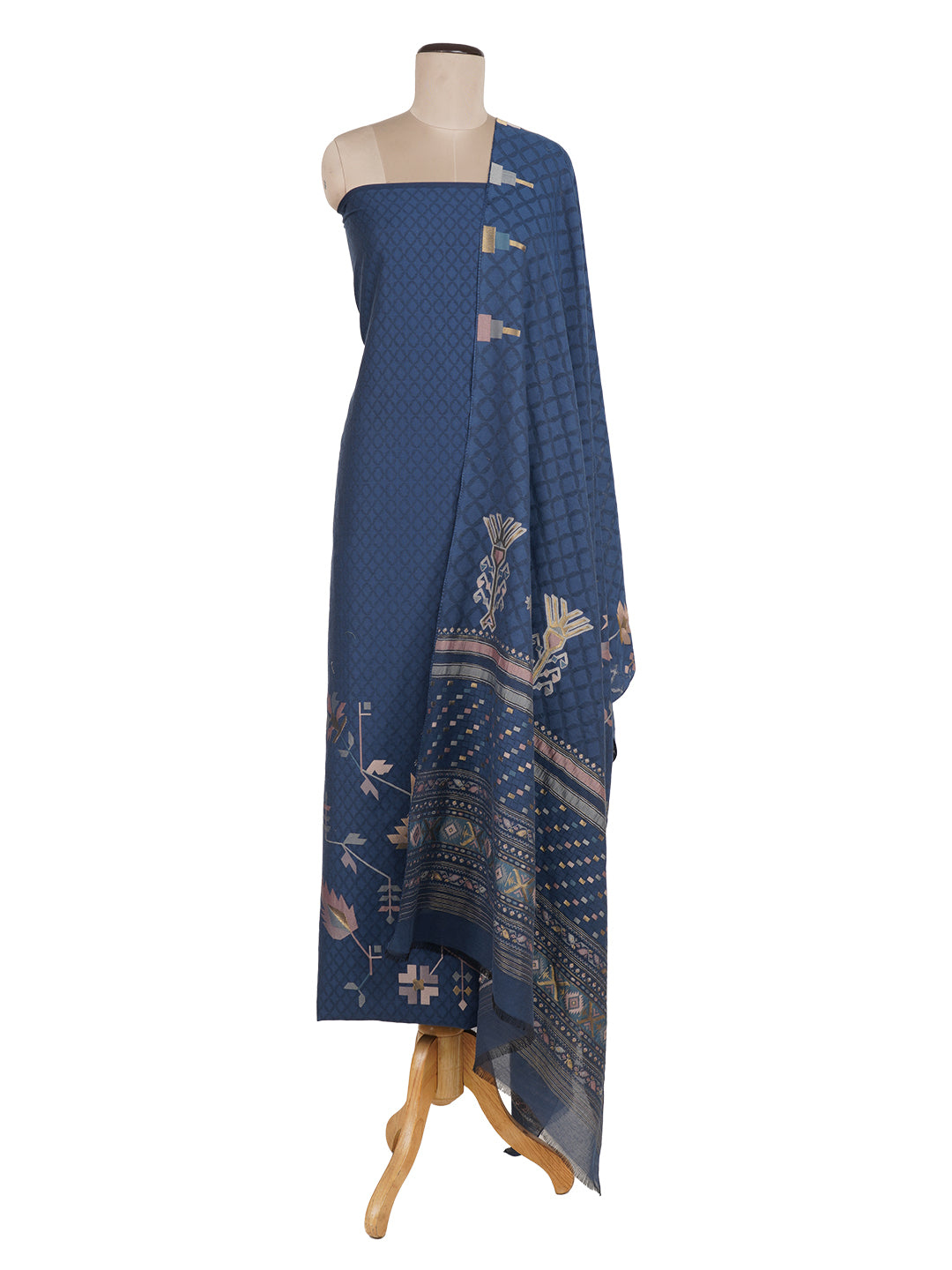 Kashida:Dhakai Jamdani Jacquard Unstitched Suit Set