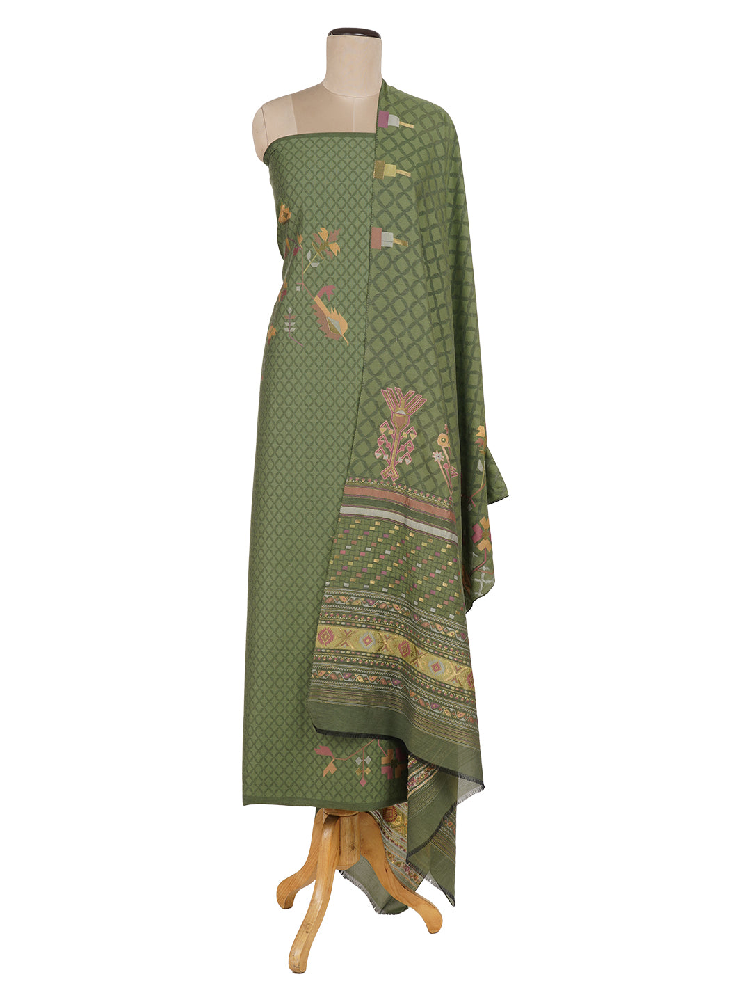 Kashida:Dhakai Jamdani Jacquard Unstitched Suit Set