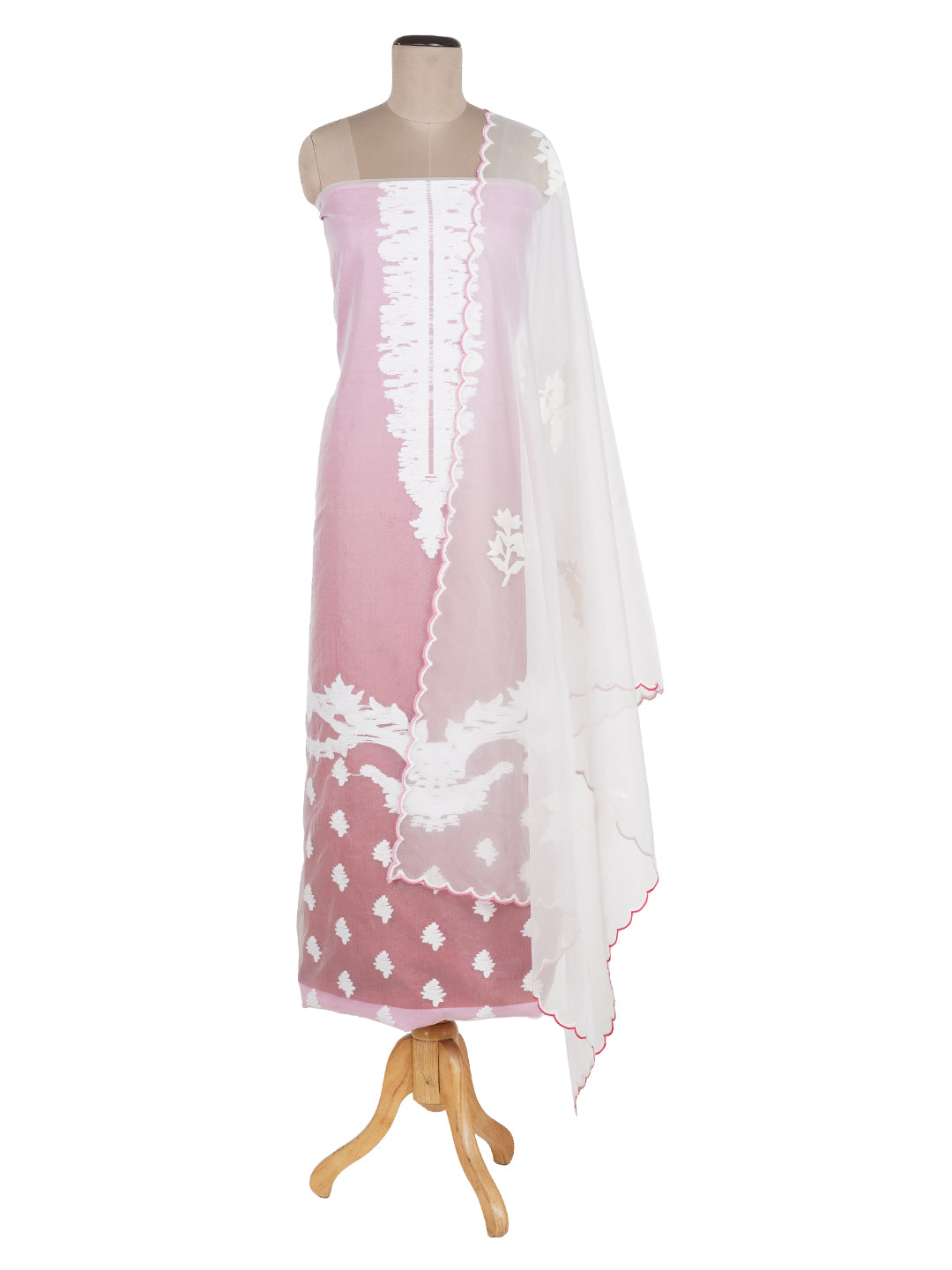 Vani:Guipure Lace Self Woven Design Unstitched Suit Set