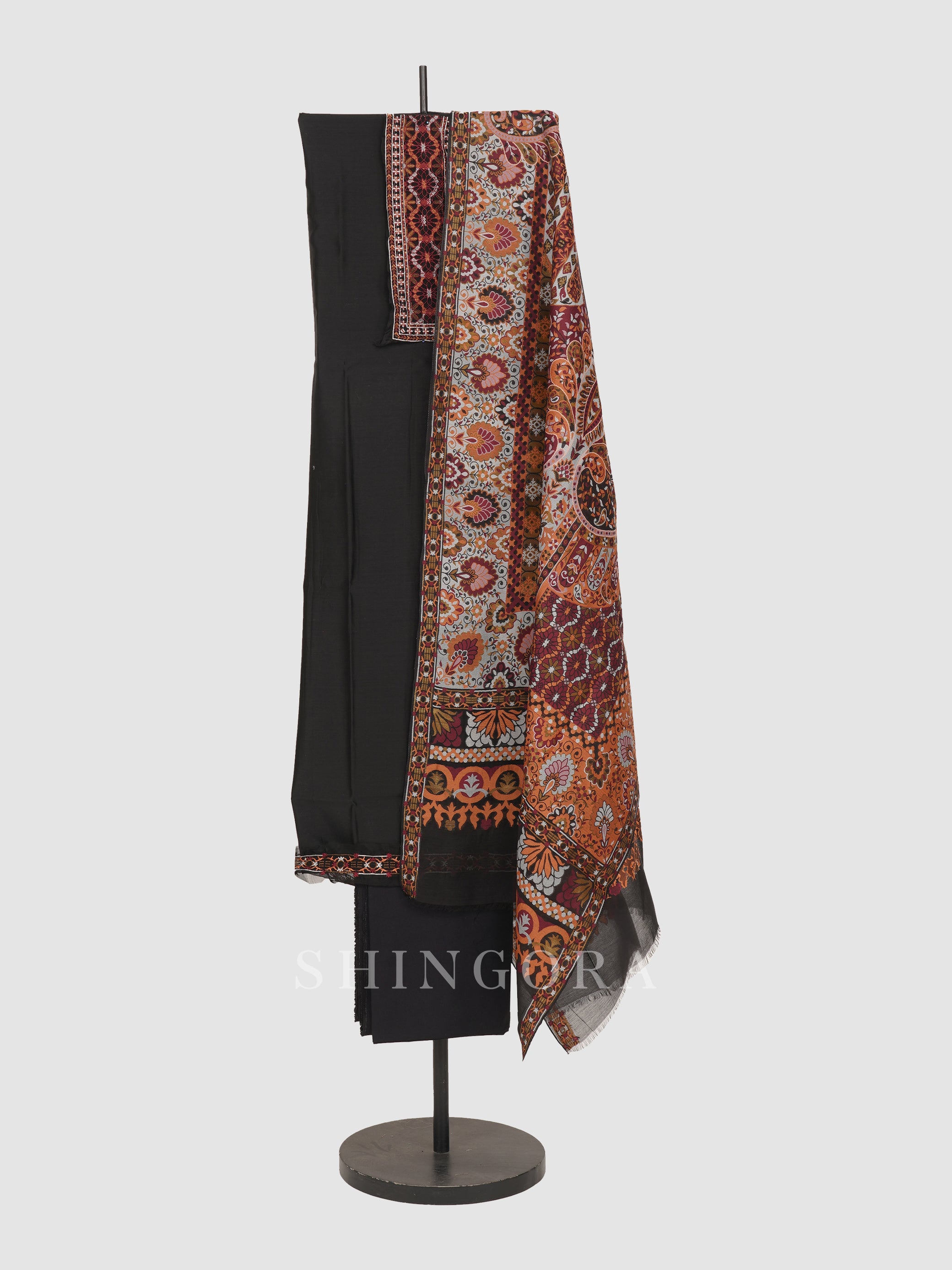 Saanjh: Jacquard Embroidered Unstitched Suit with Dupatta