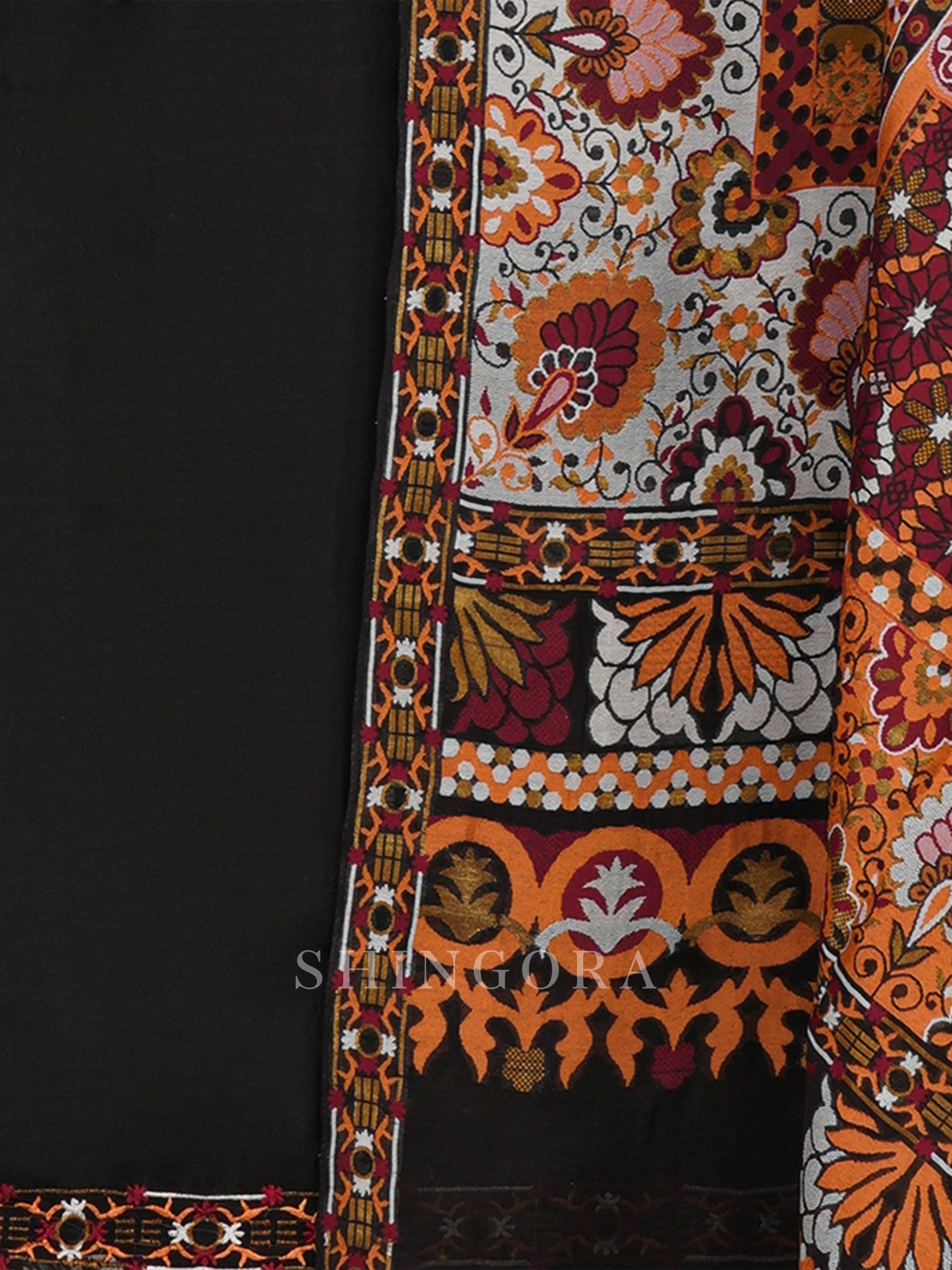 Saanjh: Jacquard Embroidered Unstitched Suit with Dupatta