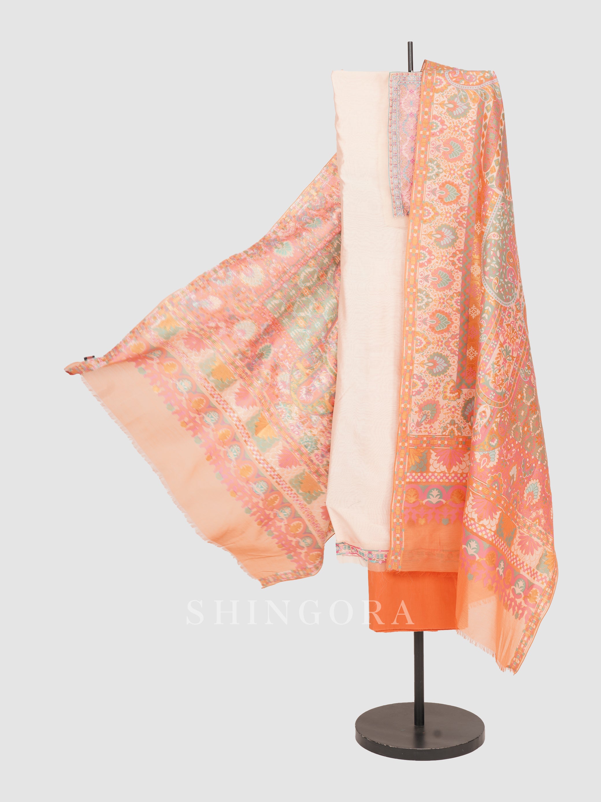 Saanjh: Jacquard Embroidered Unstitched Suit with Dupatta