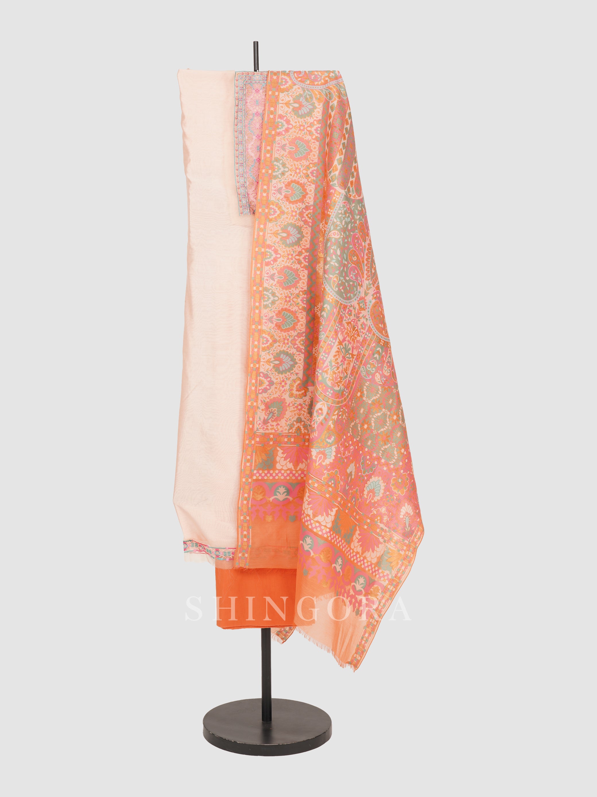 Saanjh: Jacquard Embroidered Unstitched Suit with Dupatta