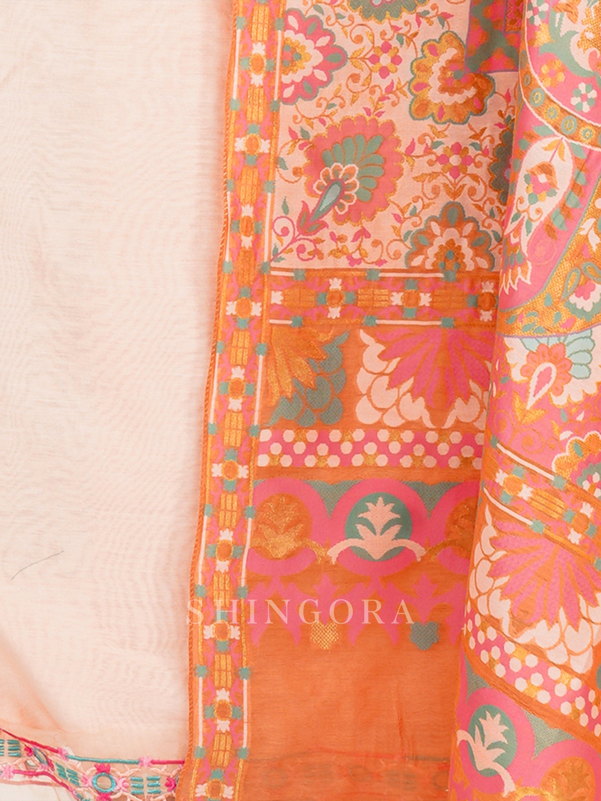 Saanjh: Jacquard Embroidered Unstitched Suit with Dupatta