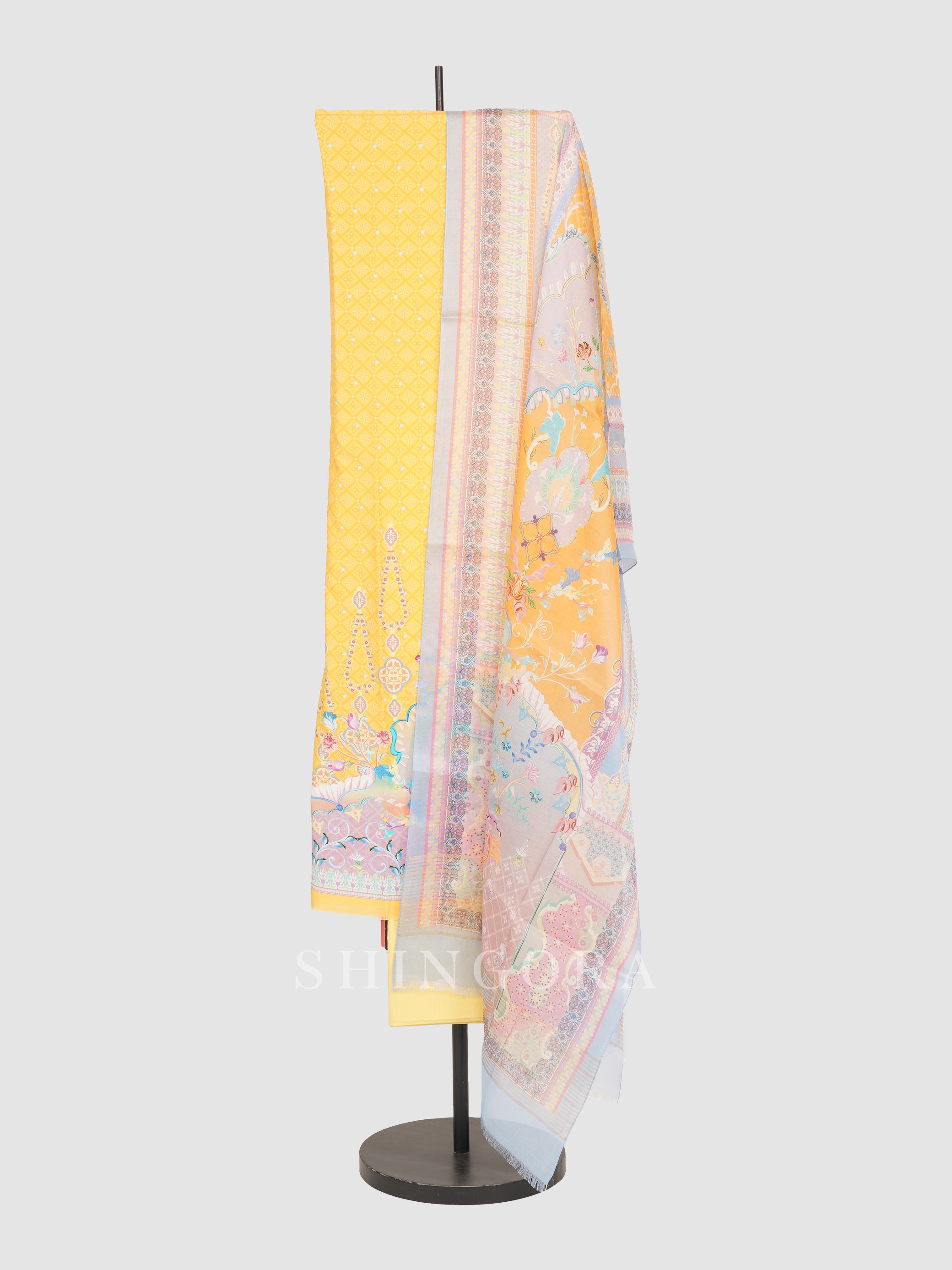 Nirja: Sapphire Cotton Wildflower Printed Unstitched Suit & Dupatta