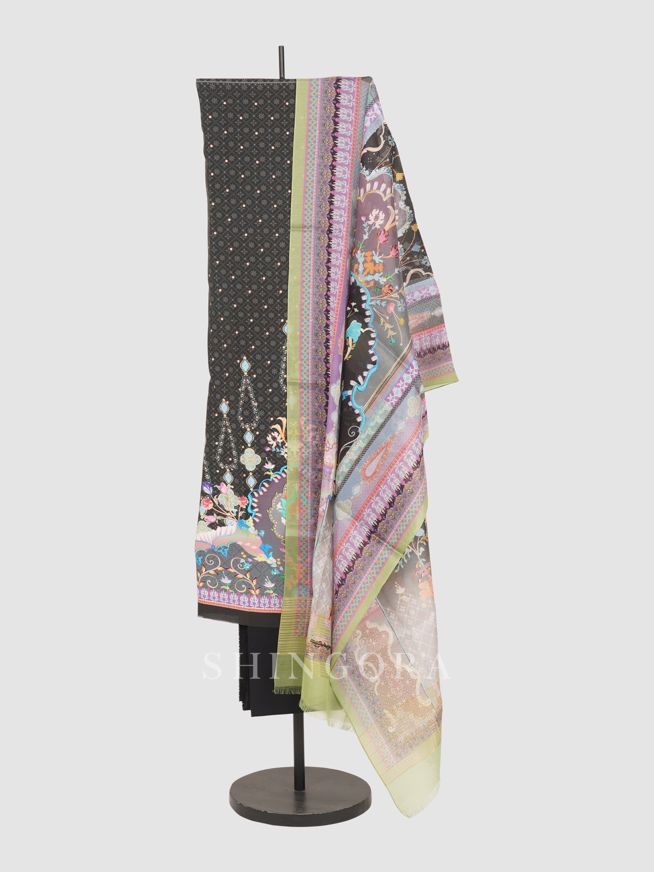 Nirja: Sapphire Cotton Wildflower Printed Unstitched Suit & Dupatta