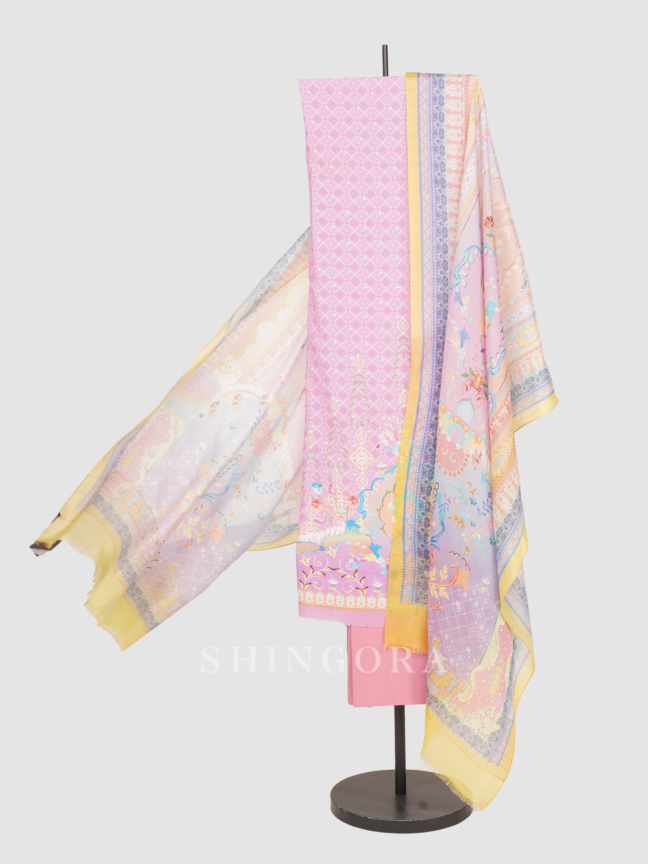 Nirja: Sapphire Cotton Wildflower Printed Unstitched Suit & Dupatta