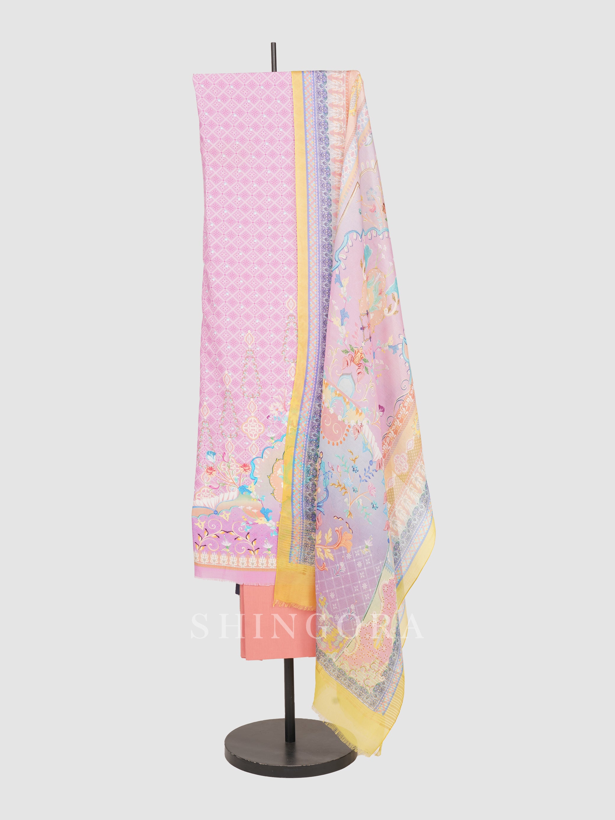 Nirja: Sapphire Cotton Wildflower Printed Unstitched Suit & Dupatta