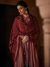 Mehr Stripped Maroon Wool Lurex Dobby Shawl