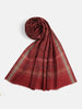 Mehr Stripped Maroon Wool Lurex Dobby Shawl