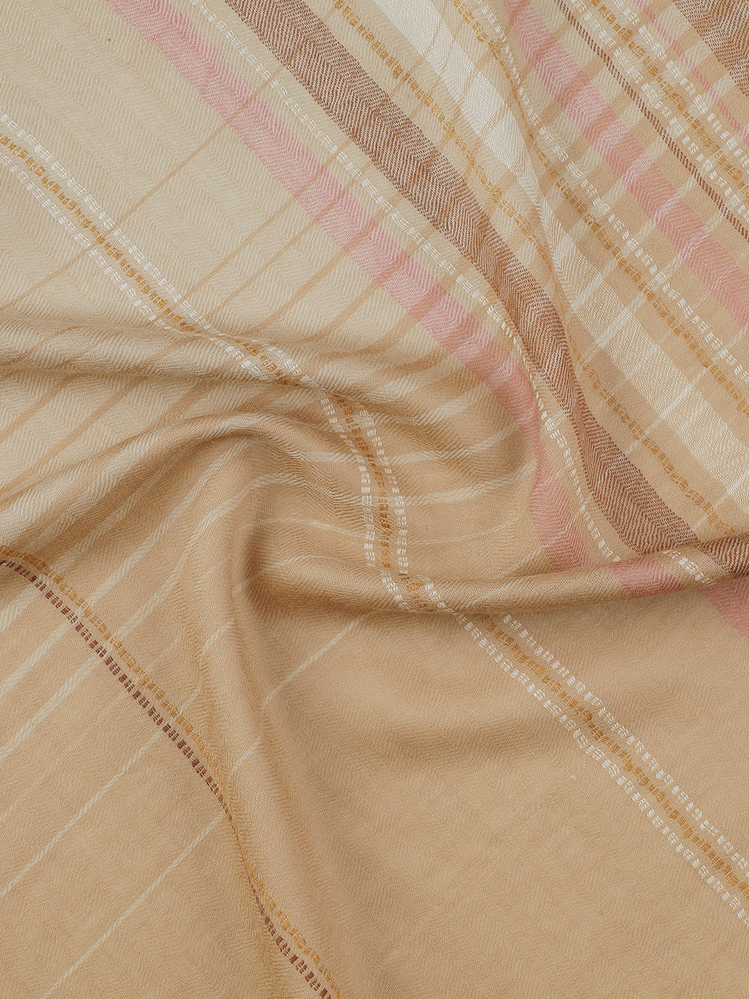 Whispers Weave-Striped Woolen Dobby Shawl