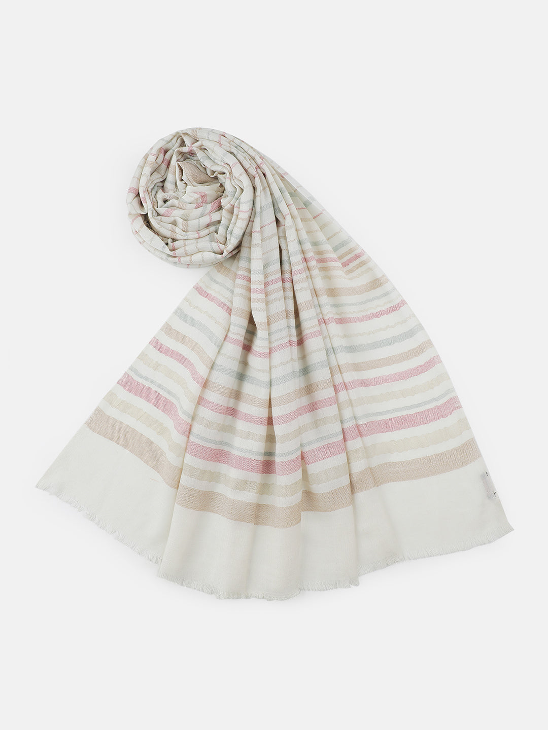 Serene Lines-Light Striped Woolen Dobby Shawl