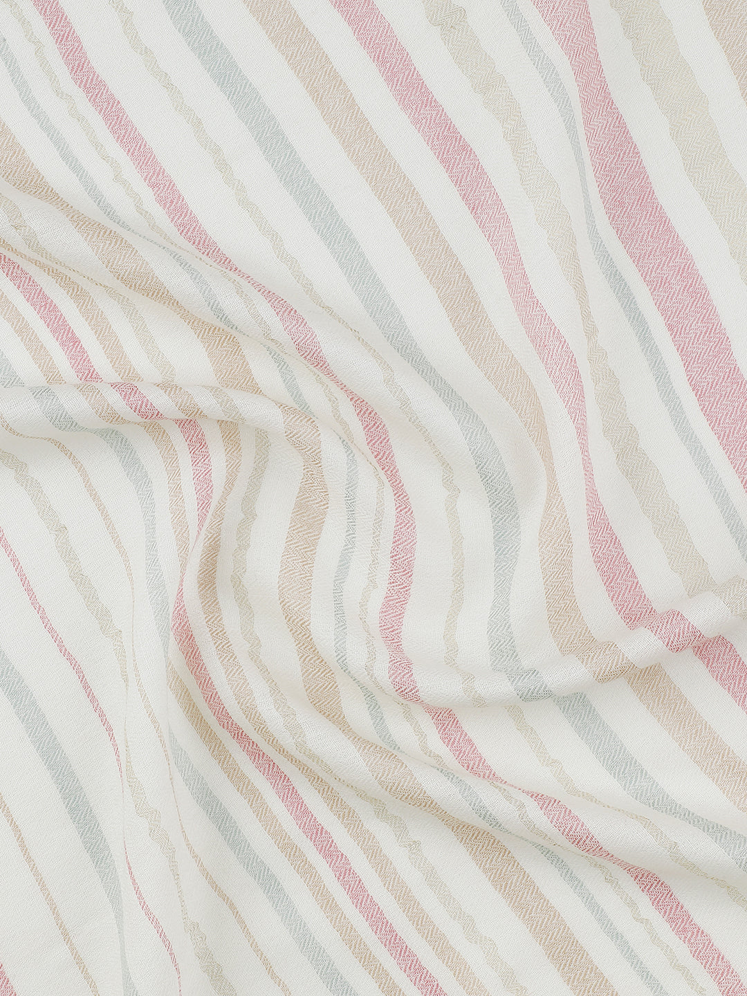 Serene Lines-Light Striped Woolen Dobby Shawl