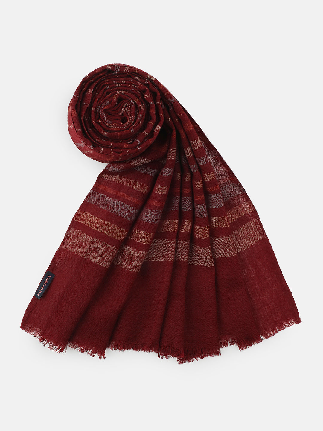 Serene Lines-Light Striped Woolen Dobby Shawl