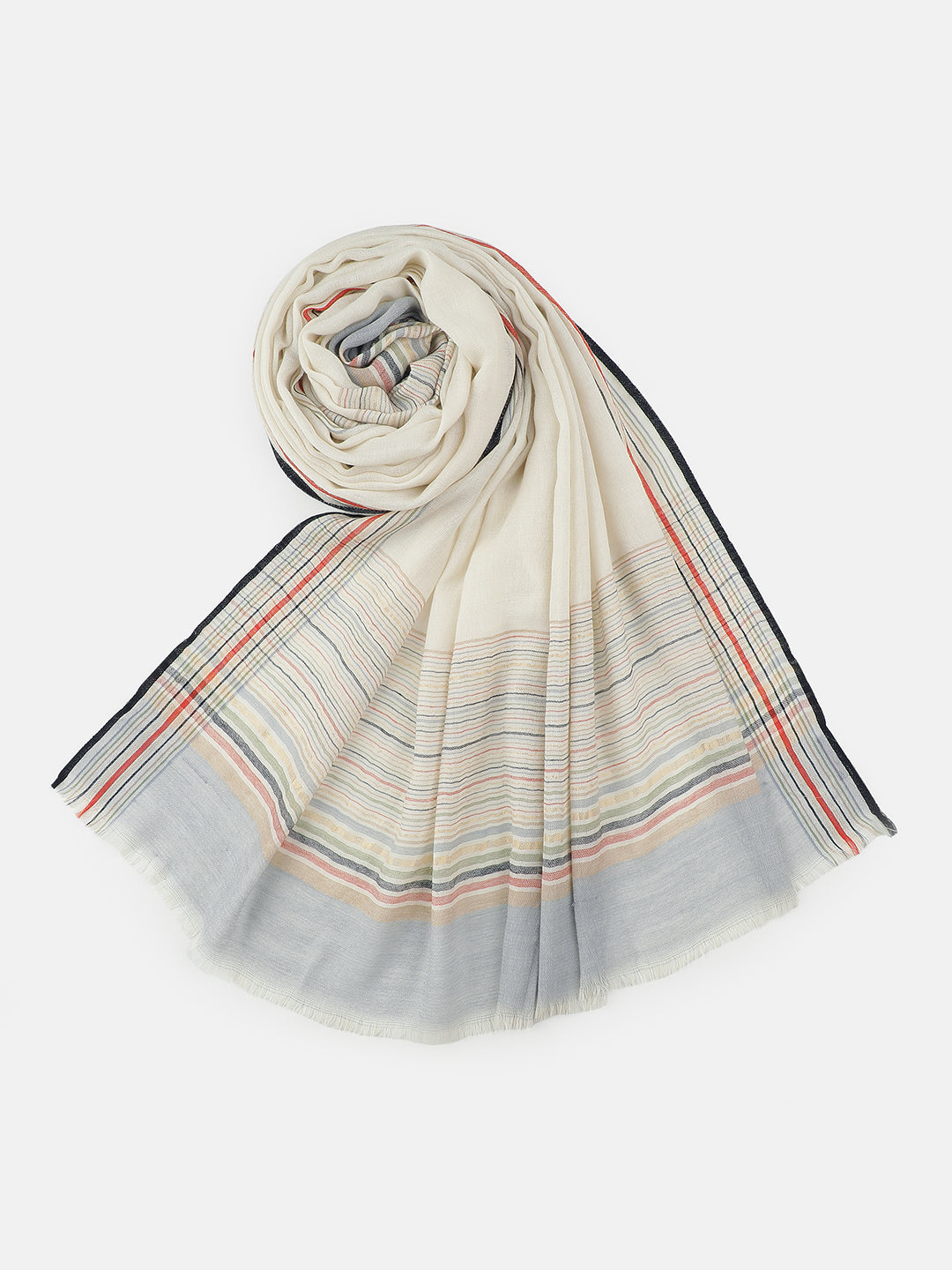 Canvas Lines-Handwoven Striped Woolen Dobby Shawl
