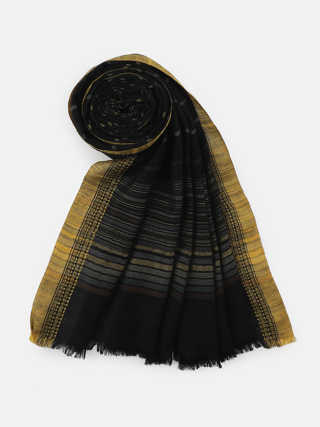 Twilight Threads-Handwoven Woolen Dobby Shawl