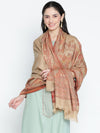 Anya Dark Beige Pure Wool Jacquard Shawl