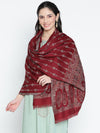 Yazmin Dark Maroon Woolen Jacquard Shawl