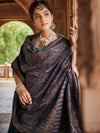 Sanaz Black Wool Lurex Jacquard Shawl