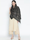 Anyaa Black Woolen Jacquard Shawl