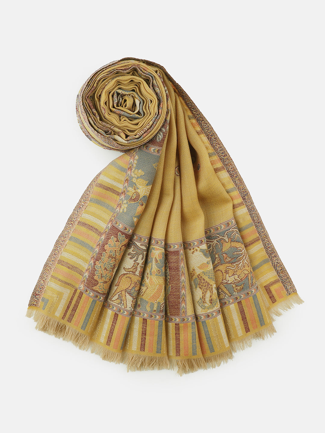 Gond Reverie-Folk Detailed Woolen Jacquard Shawl