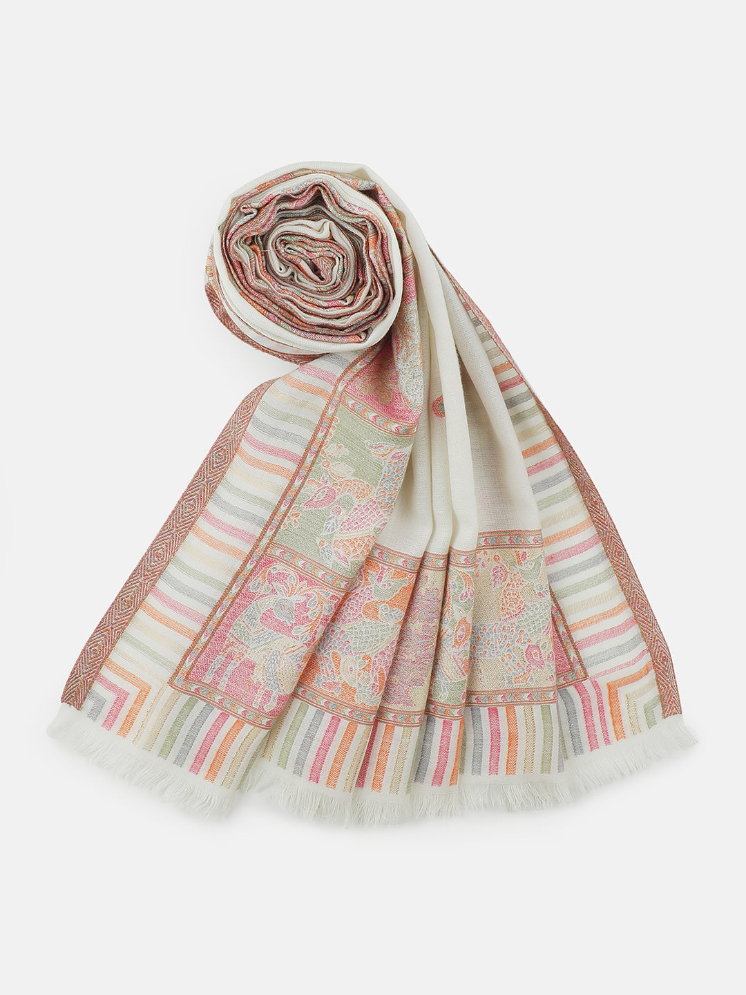Gond Reverie-Folk Detailed Woolen Jacquard Shawl