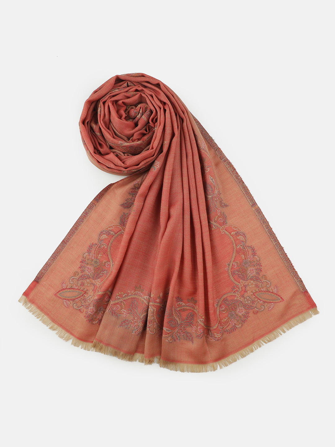 Chintz Bloom-Botanical Patterned Woolen Jacquard Shawl