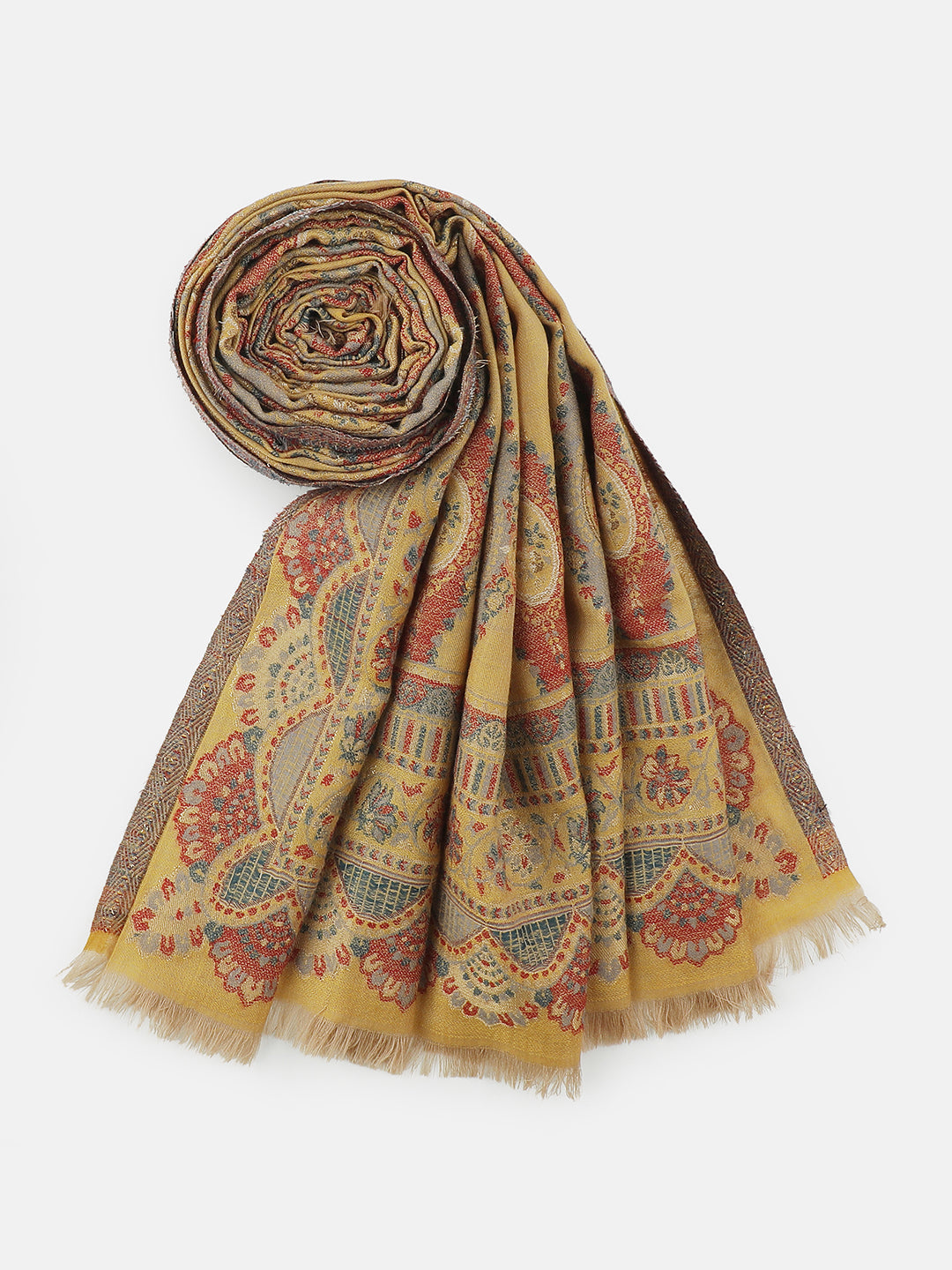 Parisian Bloom-French Floral Woolen Jacquard Shawl