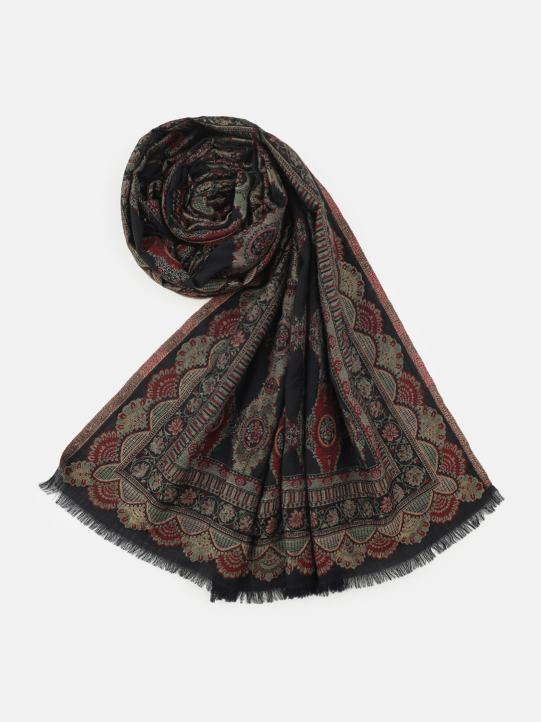 Parisian Bloom-French Floral Woolen Jacquard Shawl
