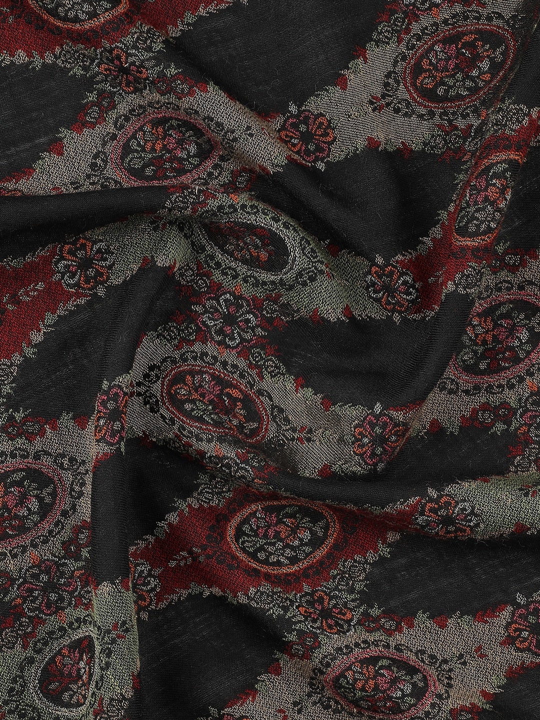 Parisian Bloom-French Floral Woolen Jacquard Shawl