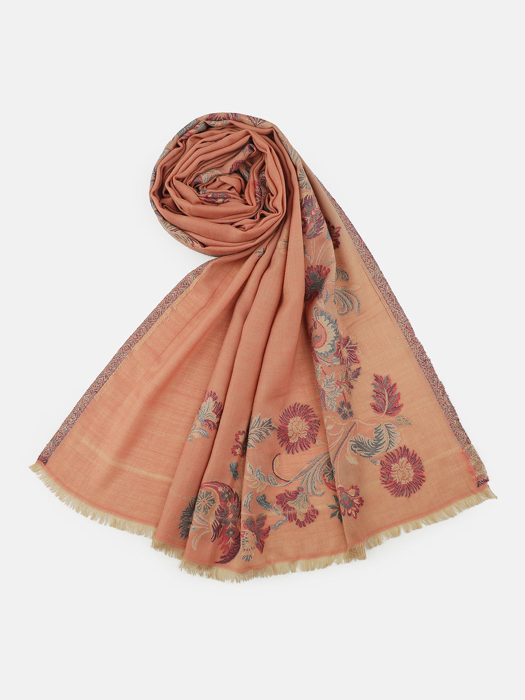 Parisian Bloom-French Floral Woolen Jacquard Shawl