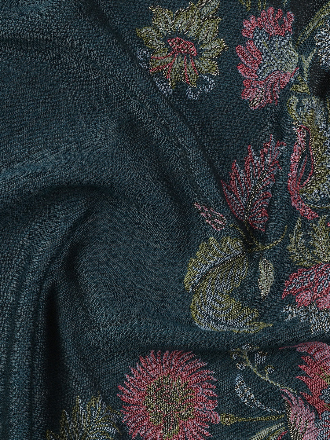 Parisian Bloom-French Floral Woolen Jacquard Shawl