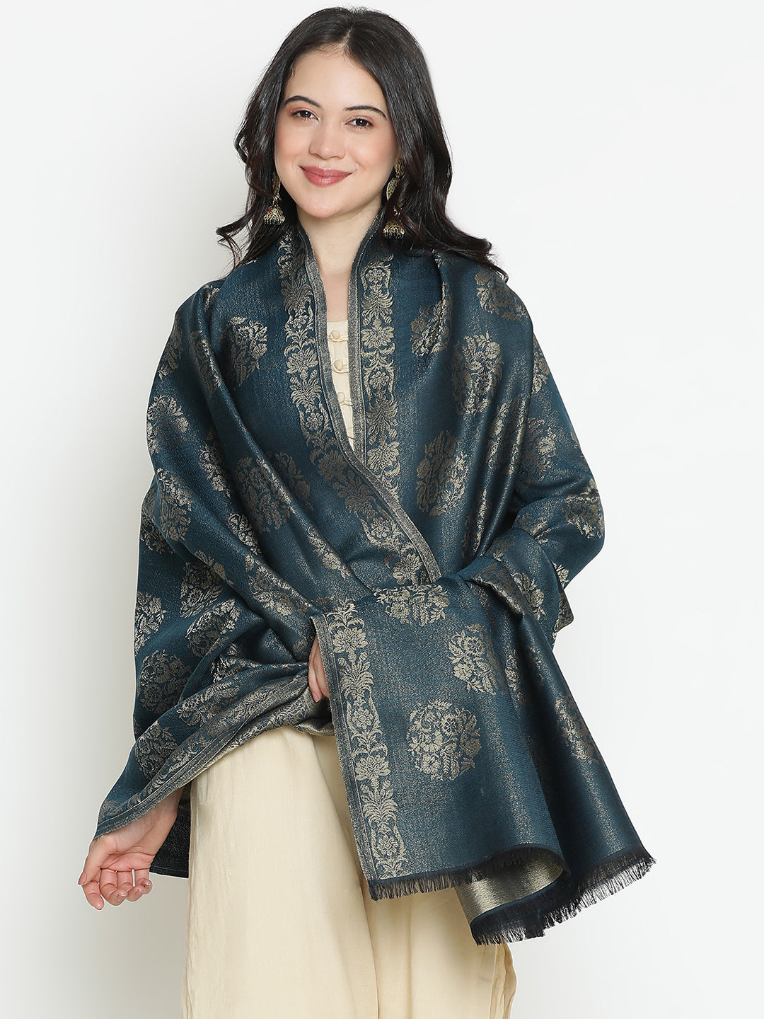 Noir Royale-Brocade Inspired Woolen Jacquard Shawl