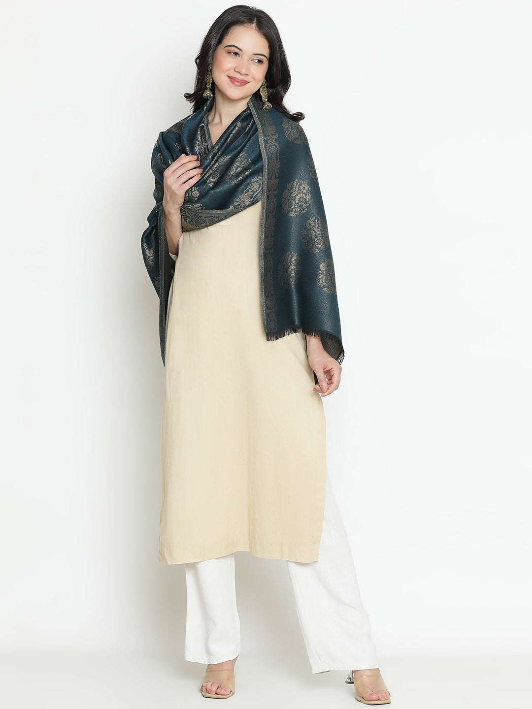 Noir Royale-Brocade Inspired Woolen Jacquard Shawl