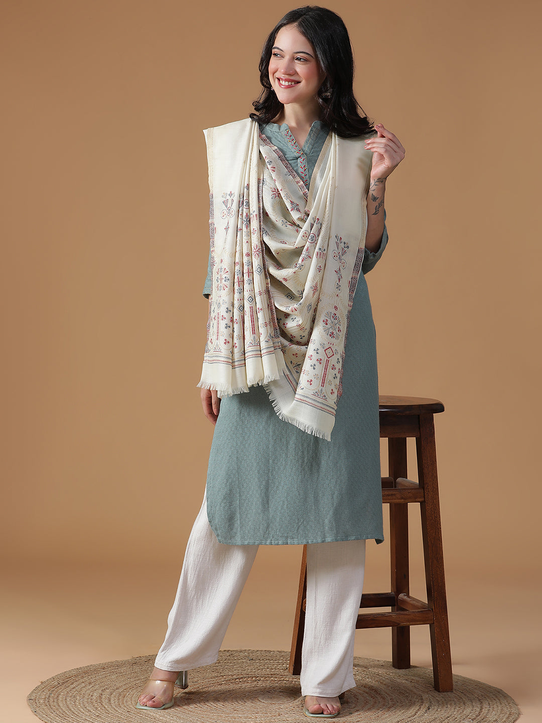 Arches of Grace-Saracenic Architectural Woolen Jacquard Shawl