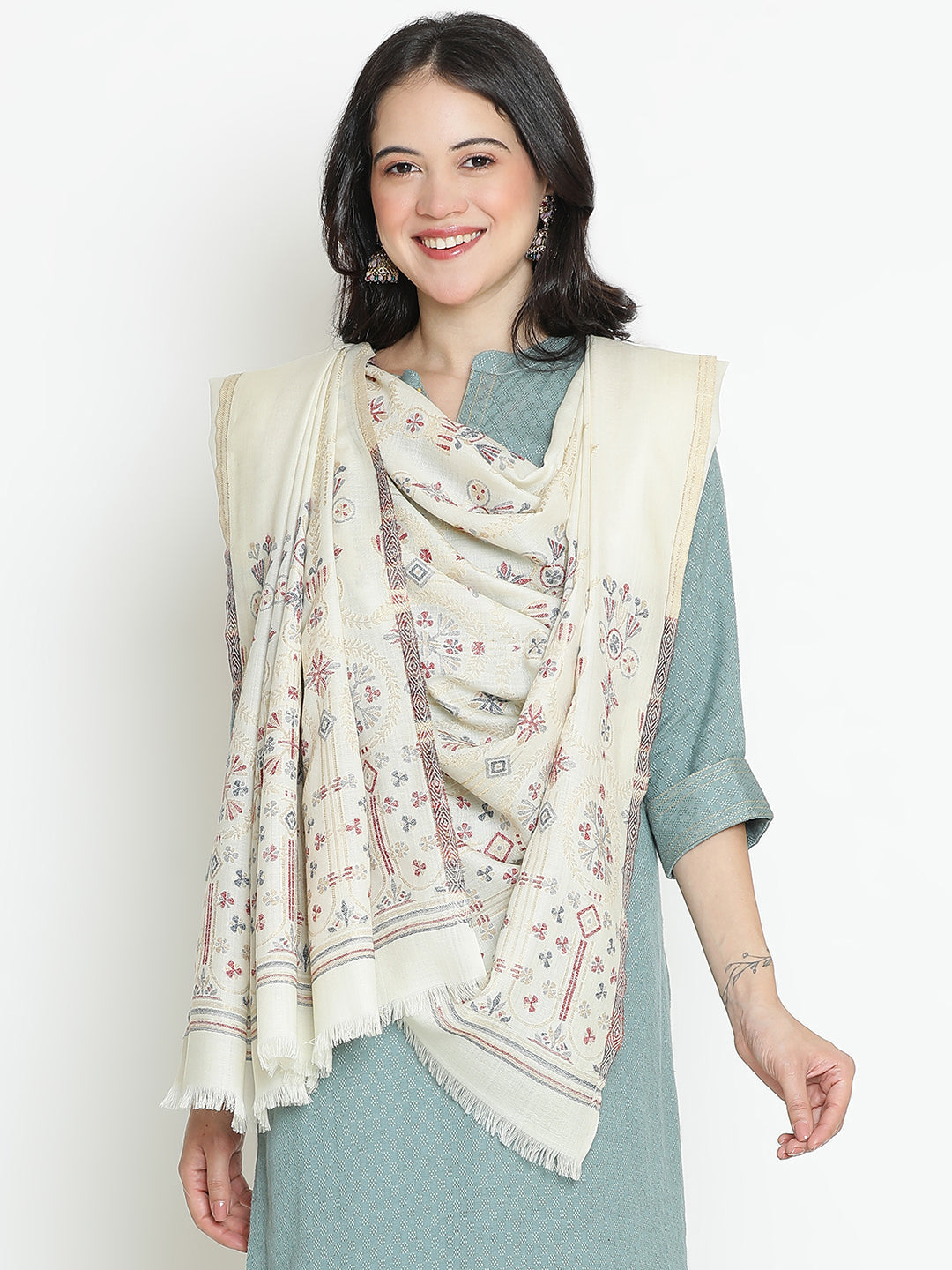 Arches of Grace-Saracenic Architectural Woolen Jacquard Shawl