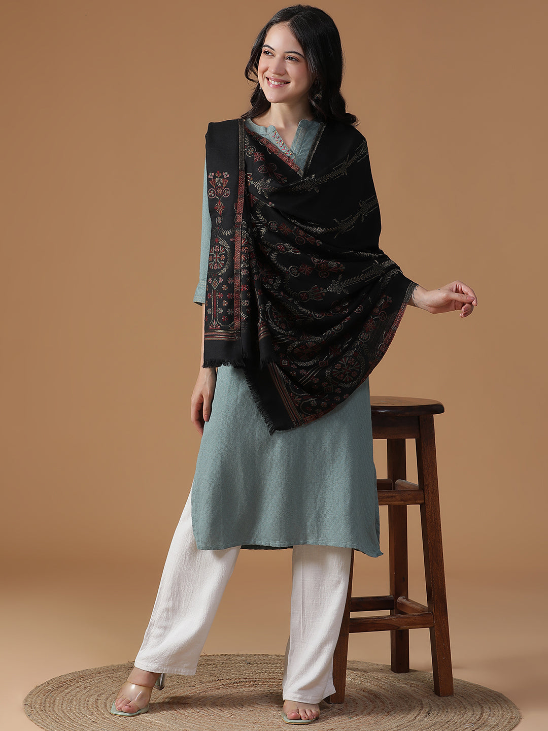 Arches of Grace-Saracenic Architectural Woolen Jacquard Shawl