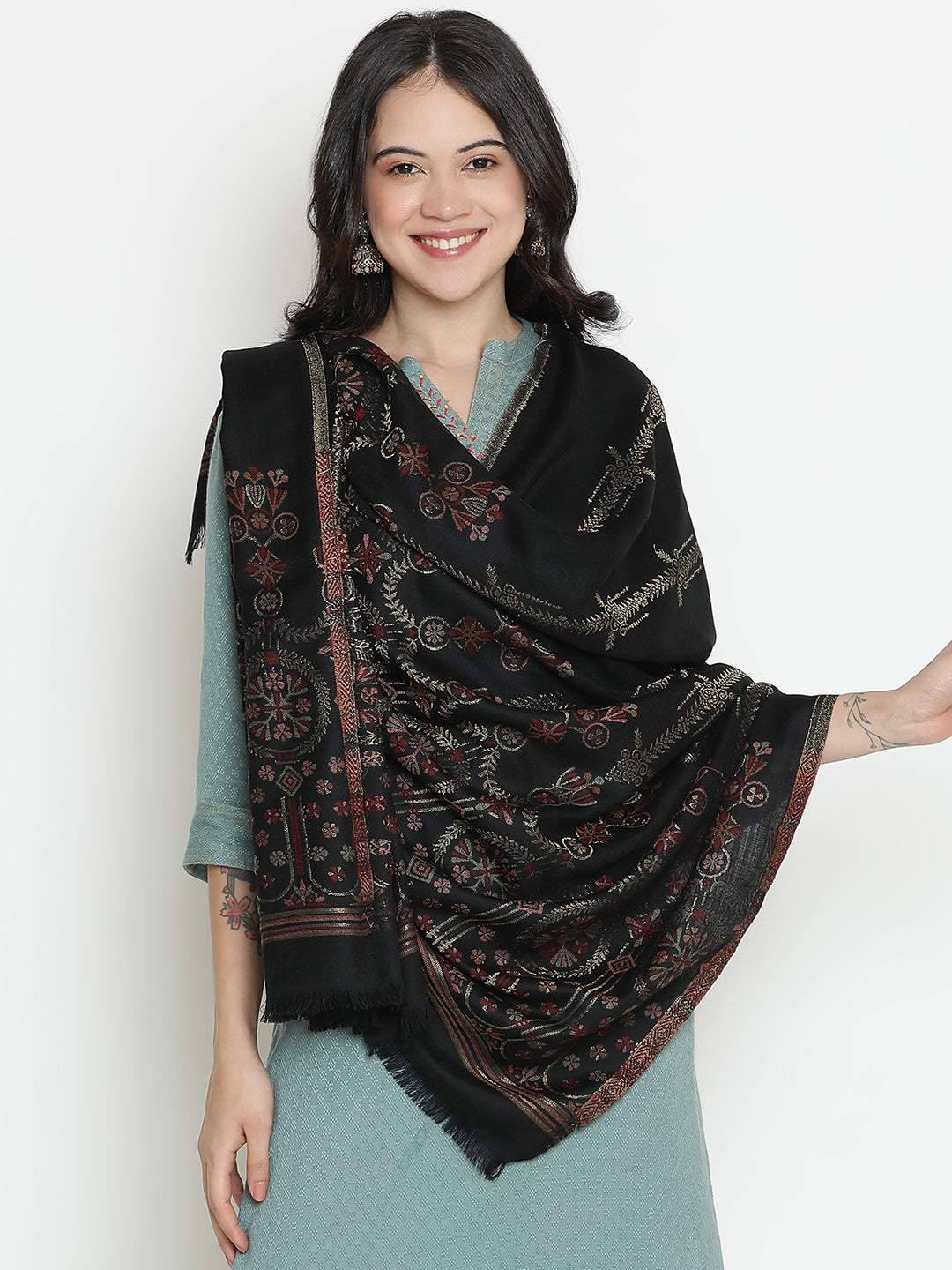 Arches of Grace-Saracenic Architectural Woolen Jacquard Shawl