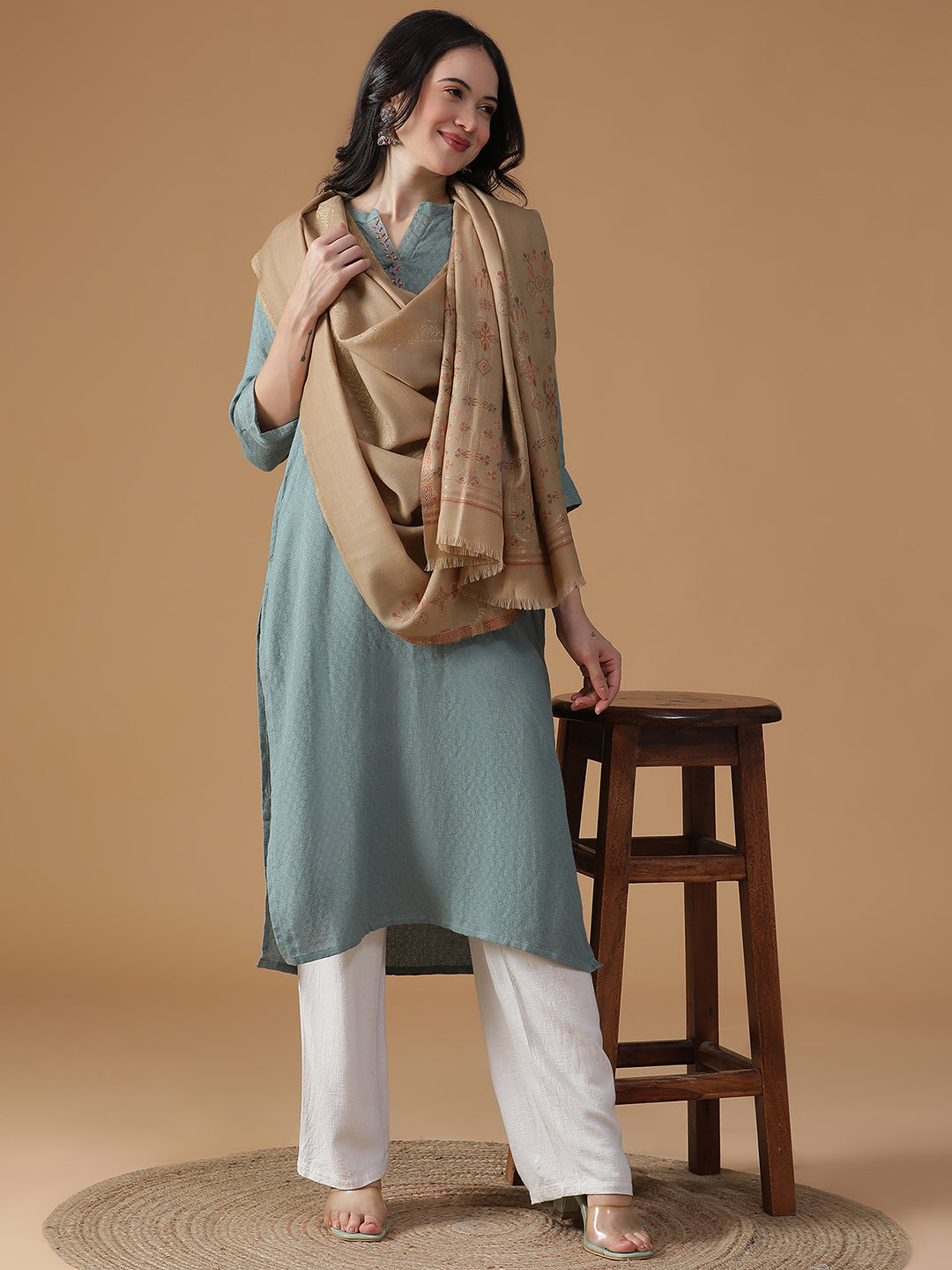 Arches of Grace-Saracenic Architectural Woolen Jacquard Shawl