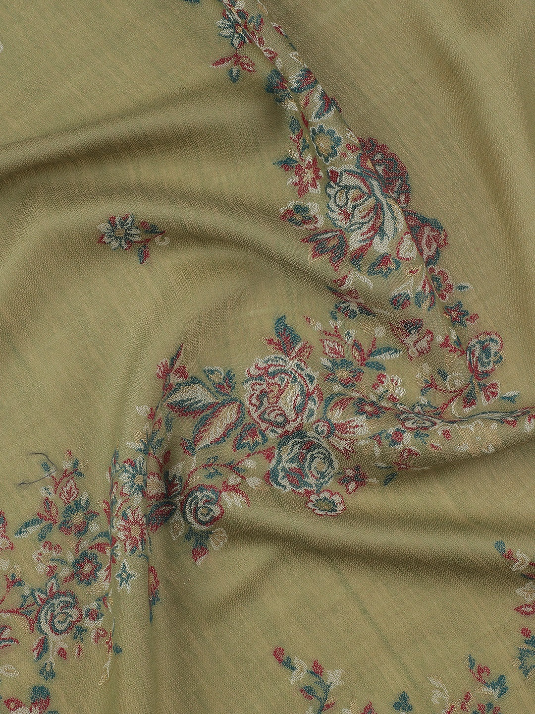 Jardin Elegance-French Floral Woolen Jacquard Shawl