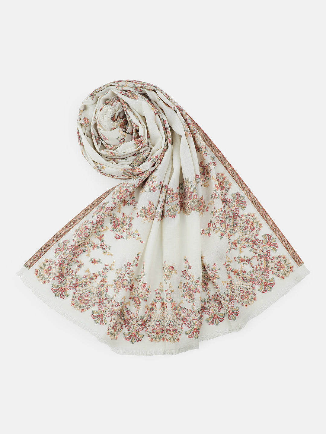 Jardin Elegance-French Floral Woolen Jacquard Shawl