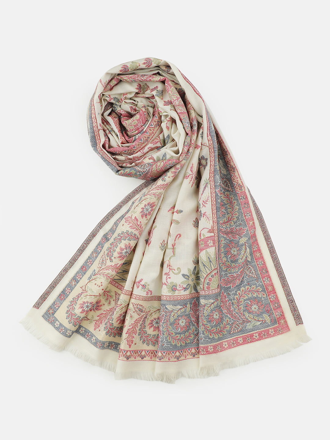 Jungle Tale-Gond Art Woolen Jacquard Shawl