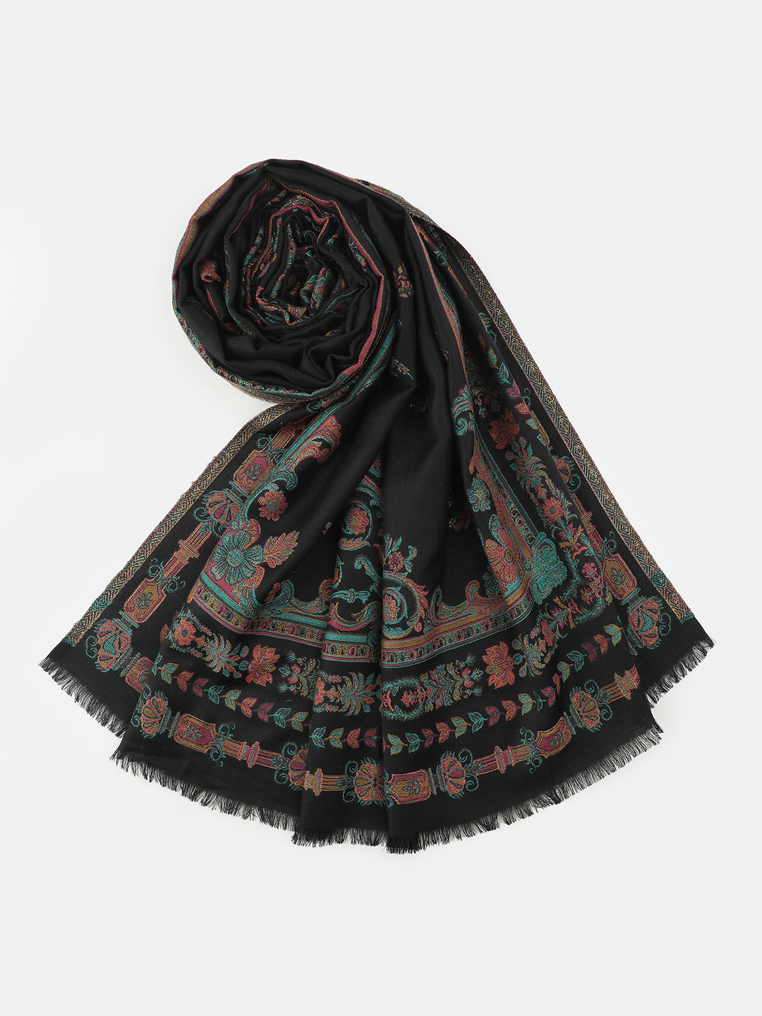 Regal Revival-Renaissance Inspired Woolen Jacquard Shawl