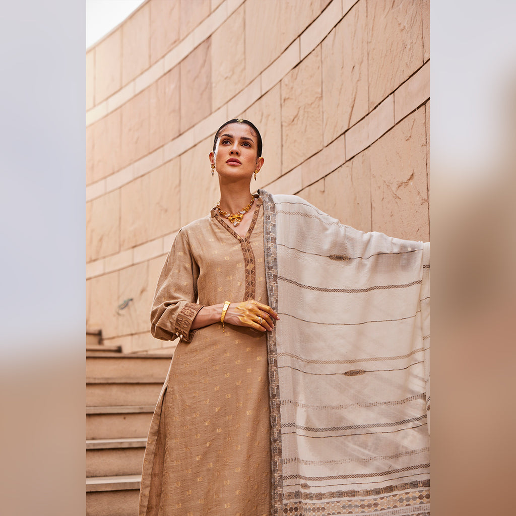 Kiyana Striped Wool Jacquard Shawl