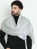 Nayan White Pure Wool Striped Dobby Muffler