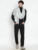 Nayan White Pure Wool Striped Dobby Muffler