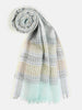 Nayan White Pure Wool Striped Dobby Muffler