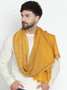 Aazeen Yellow Pure Wool Striped Dobby Muffler